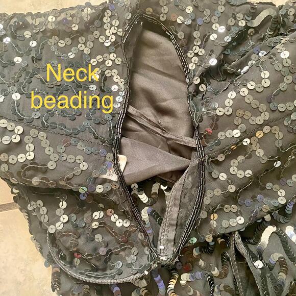 Stenay Silk Vintage Sequin Black Short Dress size 10 - Picture 10 of 15